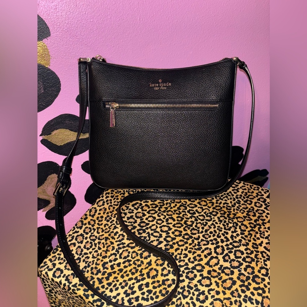 KATE SPADE GRAIN PEBBLE LEATHER BLACK CROSSBODY BAG
